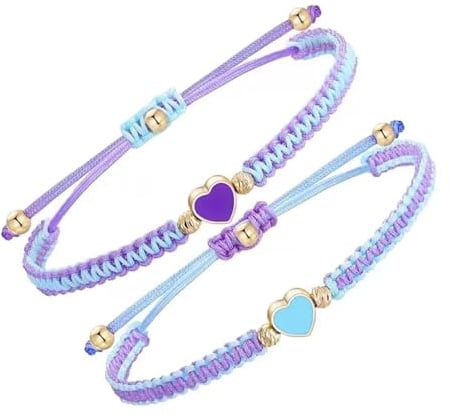 TIutmivo 2 Stück Herz Freundschaftsarmband, Pärchen Bangle, Geflochtenes Seilarmband, Verstellbare Freundschaftsarmband, Armbänder für Paare und Bester Freund