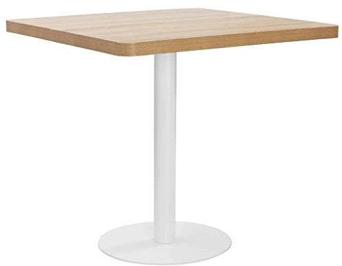 Homgoday Bistrotisch hellbraun 80 x 80 cm aus MDF, Möbel für den Außenbereich, Küchentisch, Gartentisch