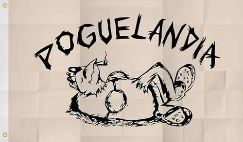 MAGJIUKE Poguelandia Tapisserie drapeau poule – Drapeau extérieur amusant de la vie pogue 0,9 x 1,5 m, bannière en polyester pour dortoir, chambre à coucher, fête extérieure avec œillets en laiton