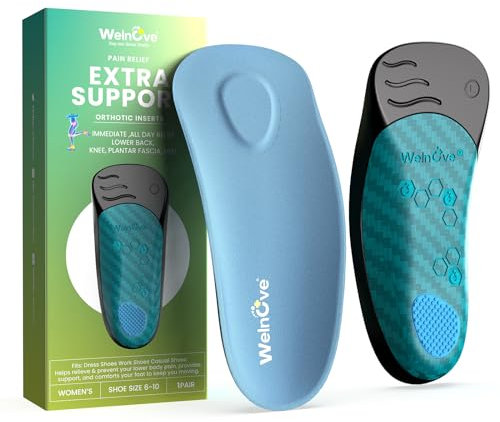 Solette per fascite plantare Welnove per uomo, supporto per l'arco plantare, inserti ortopedici, per alleviare i piedi piatti, fascite plantare, donna 6-10