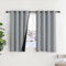 PONY DANCE 100% Blackout Grey Curtains for Bedroom - PLYLUX Thermal Eyelet Darkening Curtains, 2 Panels, 52 x 54 Inch