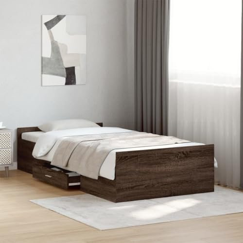 Generisch Bettgestell mit Schubladen Eichen-Optik 75x190 cm,jiangboyue-3280355