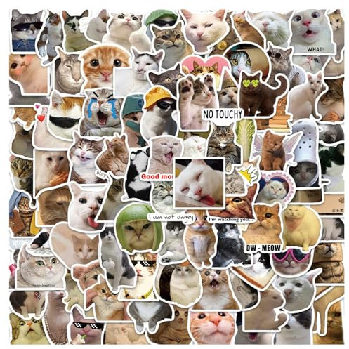 100 Pezzi Adesivi Decorativi Scrapbooking, Adesivi in Vinile Decorativo in Stile Gatto per Skateboard, Adesivi Bambini, per Skateboard, Laptop, Adesivi Carini per Feste per Adolescenti e Adulti