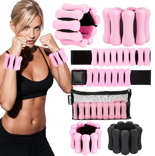 WELSPO poids réglables pour poignet et cheville, 0,9 kg (0,5 kg chacun), poids durables et confortables pour exercice, yoga et pilates