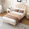BTM Lit Rembourré 90x200 avec Sommier à Lattes, Lit Enfant 90x200 avec Tête de lit Réglable en Hauteur, en Forme de Coquillage, Pieds en Fer Doré, en Velours, Beige (sans Matelas)