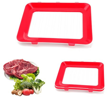 3er-Set Frischhalteboxen für Wurst & Fleisch mit Wechselfolie - Luftdichter Kühlschrank-Organizer aus PP/TPU (rot) - Ideal für Schinken, Gemüse, Aufschnitt