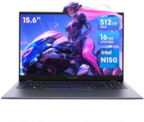 CHUWI GemiBook Plus Laptop de 15.6 pulgadas, 16 GB LPDDR5 512 GB SSD, Intel N150 (hasta 3.6 GHz, TDP 15 W), computadora portátil Windows 11, SSD de 2 TB de gasto, IPS FHD 2K, HDMI, WiFi 6, BT5.2, USB