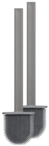 Flexi Toilet Brush - Grey - Pack Of 2 - This Flexi Toilet Brush Will Keep Your Toilet Fresh And Clean - Flexi Material Brush Can Bend While Using It - Stick To The Wall To Store Easily - Colour: Grey
