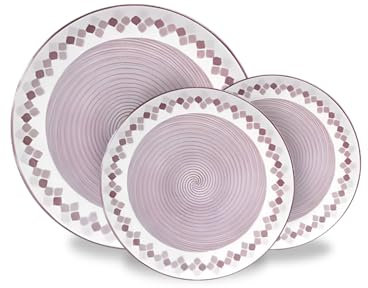 Wintem – Juego de platos modernos de 18 piezas de porcelana con decoración Kalos, servicio elegante para 6 personas