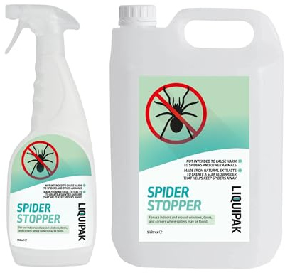 Spider Stopper Spray with Peppermint Oil, Non-Toxic Indoor Spider Deterrent for Windows, Doors & Corners, Scented Barrier, 750ml + 5L Refill Bundle, Alternative to Spider Repellent & Spider Killer