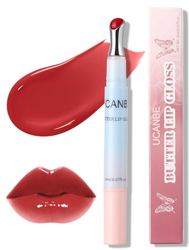 UCANBE Butter Lip Gloss: Lippenstift Feuchtigkeitsspendend & Pflegend, Metallspitze, Leicht, Nicht Klebrig, Geschmeidig, Hochglänzendes Finish (05 Watermelon)