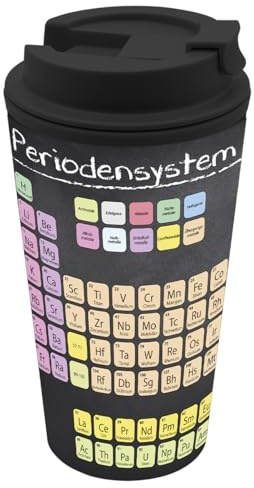 Coffee to go Becher Periodensystem 400ml, Chemie, Thermosbecher, Mehrwegbecher, PP, Schwarz, Durchsichtig
