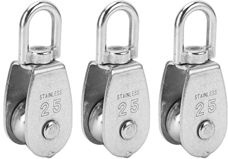 Einzelner Flaschenzug aus Edelstahl, robust, 150 kg, 330 lb, Lager, 360-Grad-Drehung, U-förmige Radrolle zum Heben von Bootsdeck, Abschleppen, Fitness, Camping, Bergsteigen,