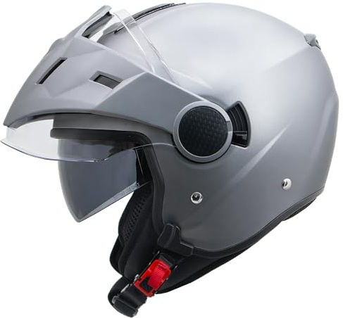 Zorax ZOR-629 Motorcycle Open Face Helmet with Removable Peak | Grey XL(61cm) Double Visor Motorcycle Motorbike Crash Jet Helmet Unisex Road Legal Ece 22.06 Approved