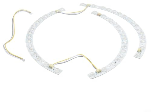 Tira LED curvada de 38 cm para luz de ventilador de techo, barra de montaje magnética de tres colores cambiantes de 36 W con lente, pieza de repuesto de iluminación tricolor flexible (tira de luz)
