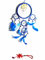 Generico Traumfänger blau 40 cm lang Kreis groß 12 cm Durchmesser Traumfänger zum Aufhängen im Kinderzimmer über dem Bett Dream Catcher + 1 Schlüsselanhänger Horn