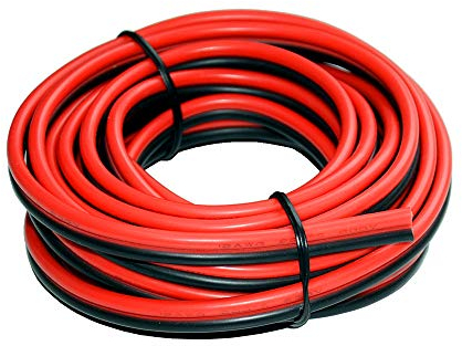 TUOFENG 12 AWG Silicona Alambres eléctricos 6 metros [Negro 3 m Rojo 3 m] 2 Conductor Cable paralelo Línea suave y flexible 3,3 mm² Conexión Cables de cobre estañado sin oxigeno