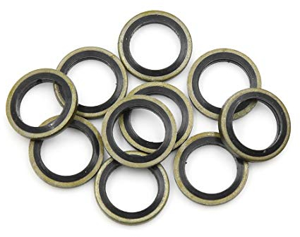sourcing map 10 stücke Motoröl Quetschscheiben Ablassschraube Dichtungen 12mm ID. 18mm Außendurchmesser. Bronzeton für Auto