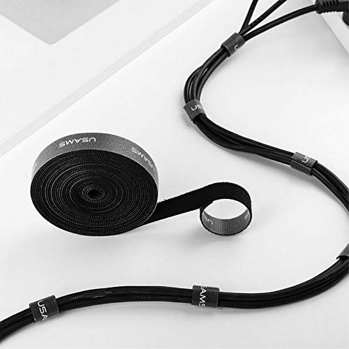 DFV mobile - Nylon Cable Organizer with Magic Fixing Tape, Size: 20mm x 1m Compatible with Acer CHROMEBOOK Tab 10 D651N (2018) - Black