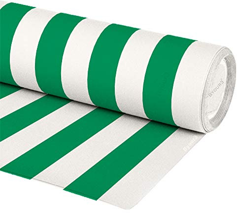 Byour3 - Tissu AU MÈTRE pour Auvents Extérieurs Protection UV Ombre Balcon Véranda Bâches Gazebo Auvent Latéral Pergola Camping-Car Coussins Bateau (Rayures Vertes, Rouleau De 200 cm De Large)