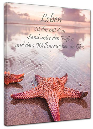 Bilderdepot24 Wandbild mit Spruch - Wellenrauschen im Ohr 50x70 cm einteilig Hochkant - Leinwandbild Bild auf Leinwand - Lieblingsspruch
