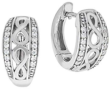 Zeeme Silber Damen Ohrringe 925/- Sterling Silber 1,4cm Matt/Glanz Zirkonia weiß 274210045