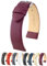 Hirsch Toronto Uhrenarmband aus echtem Leder mit Schnellverschluss – weiches, flexibles und bequemes flaches Design – mehrere Farben und Größen (8–24 mm), Berry / Silver, M - 20mm, Armband