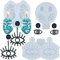 FUNSHOWCASE Lot de 3 moules en silicone pour boucles d'oreilles en résine époxy avec trous de suspension, mauvais œil et visage de femme abstrait