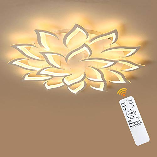 KAIRRY LED Deckenleuchte 108W Moderne Dimmbar Deckenbeleuchtung, 7560LM Wohnzimmerlampe Schlafzimmer Deckenlampe Acryl-Schirm Weiß Kronleuchter Lampe (18 Heads, Ø120cm)