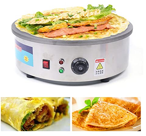 Crepiera elettrica rotonda, 2800 W, dispositivo professionale per crepes 45 cm, temperatura regolabile, per crepes dolci, salate, pancake e omelette