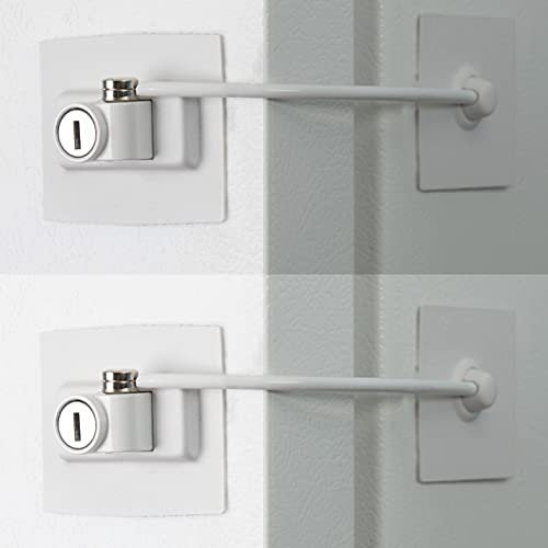 Guardianite Premium 2-Pack Refrigerator Door Lock with Built-in Keyed Lock (White)