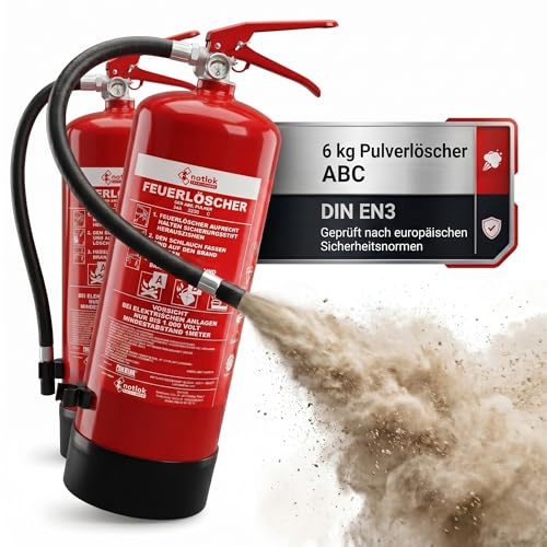notlok Safety Work 2X 6kg Pulver Feuerlöscher ABC + E < 1000 V, DIN EN 3