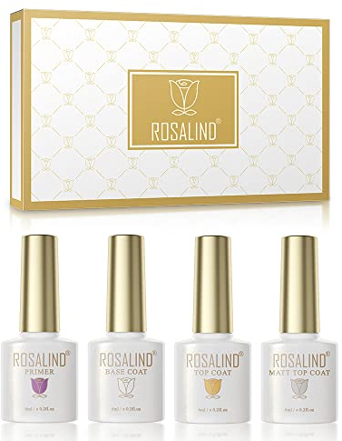 ROSALIND Primer Vernis Semi Permanent Base et Top Coat Ongle Gel UV Matte Top Coat Vernis à Ongles 6ML/Mini Pour Salon&Home