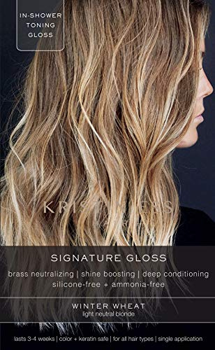 Kristin Ess Hair Gloss in Winter Wheat Light Neutral Blonde - 4 Wk Semi Permanent Hair Color for Women - Light Blonde Color Depositing Conditioner & Toner for Vibrant Color + Shine - Hair Dye Glaze