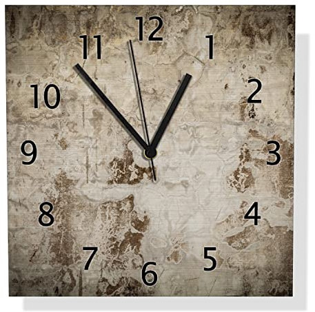 Wallario Design Wanduhr Alte schmutzige Wand aus Beton mit abblätternder Farbe aus Aluverbund, Alu-Uhr Größe 30 x 30 cm, Schwarze Zeiger mit Metalloptik