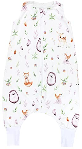 TupTam Baby Sommer Schlafsack mit Beinen 0.5 TOG OEKO-TEX zertifizierte Materialien unwattiert Unisex, Farbe: Waldtiere/Igel/Rehe, Größe: 110-122