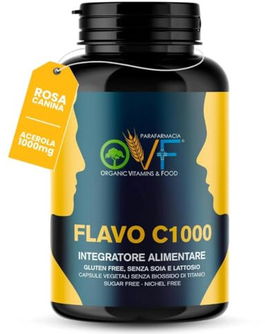 Parafarmacia OVF, Vitamina C 1000mg ad Alto Dosaggio e naturale, 120 Compresse Vegan (1mese), integratore vitamina c pura con flavonoidi