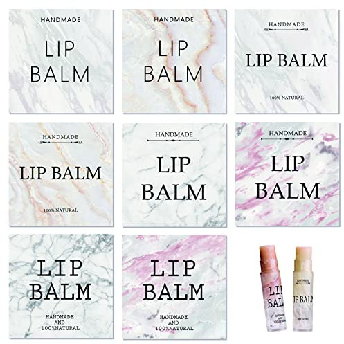 craspire 80 STÜCKE Etiketten Für Lippenbalsam-Tuben, Marmorierungsthema, Natürlicher Lippenbalsam, Aufkleber, 100% natürliches Design, Selbstklebende Aufkleber (5 cm/2 Zoll)
