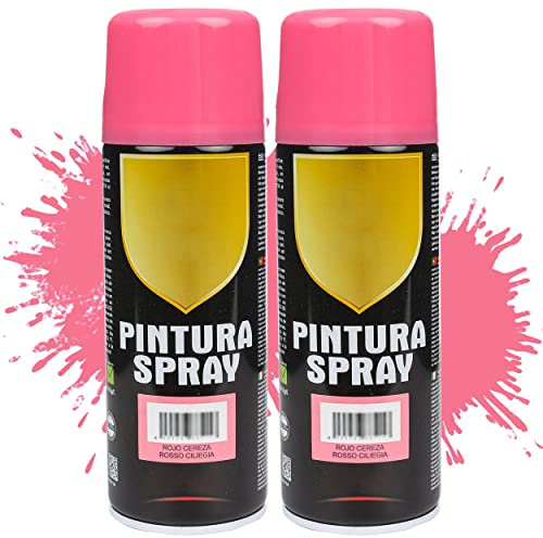 Etrexonline Pintura Spray Multicolor Profesional 400ml Adecuado Metal Madera y Plástico - Color Rojo Cereza (Paquete de 2)