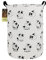 HUNRUNG Laundry Hamper,Large Canvas Fabric Lightweight Storage Basket Toy Organizer Dirty Clothes Collapsible Waterproof for College Dorms, Children Bedroom,Bathroom（Round Black Cow）