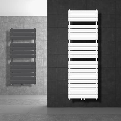 ECD Germany Radiateur Design Steam Non Électrique - 600 x 800 mm - Anthracite - Connexion Central - avec Garniture de Raccordement Mural et Thermostat - Forme d'angle - Chauffage pour Salle de Bain
