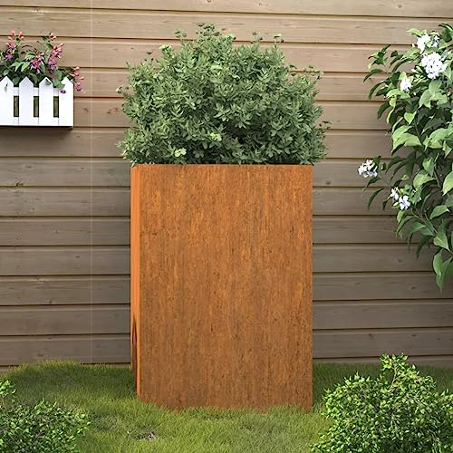 INLIFE 821554 Pot de fleurs en acier Corten Gris 42 x 38 x 75 cm 5,41 kg