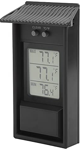 Serre Extérieur Météo et humidité Grand/min Résistant aux Intempéries, Thermomètre Numérique Extérieur Jauge de Température étanche pour Serre de Jardin