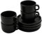 EVA SOLO Nordic Kitchen Kaffeetasse und Untertasse, 20 cl, Keramikbecher, spülmaschinen- und mikrowellengeeignet, schwarzes Steingut, dänisches Design, Funktionalität und Qualität, Schwarz, 4 Stück