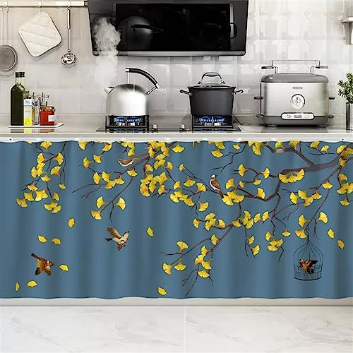 SK Studio Rideaux Courts rétro, Rideaux sous l'évier, Anti-poussière, Décoration de Fenêtre en Voile Demi Rideau pour Placard, Petit Fenêtre Style 9, 50x80cm