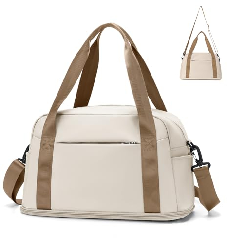 SZLX for Ryanair Airlines Cabin Bag 40x20x25 Underseat Foldable Travel Duffel Bag Holdall Tote Carry on Hand Luggage Overnight for Women and Men 20L(Beige Brown)