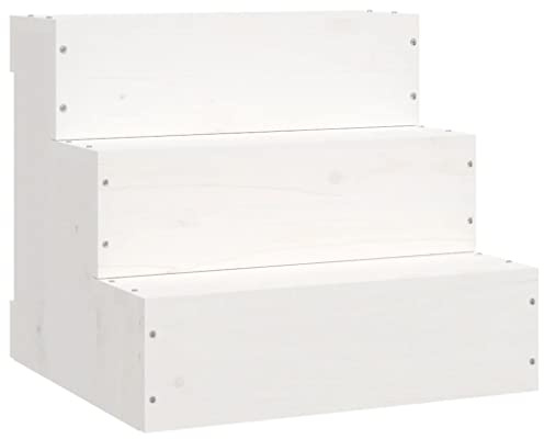 vidaXL Haustiertreppe Weiß 40x37,5x35 cm Massivholz Kiefer