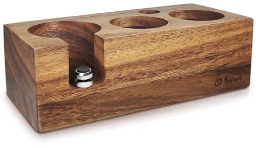 NOTSEK Tamper Station, Coffee Tamper Station Made of Walnut Wood for 51mm and 54mm Portafilters, Espresso Tamping Station for Espresso Coffee Machine Barista Accessories