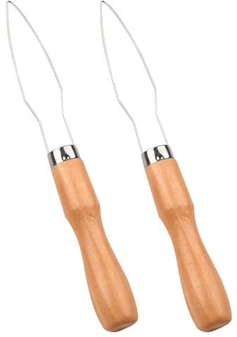 AOVNA 2Pcs Button Hook Aids Button Helper Wire Loop Pull Button Hook Wooden Handle Button Assist Tool