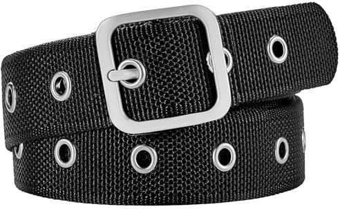 Drizzte Damengürtel Übergröße Nietengürtel Damen Stoffgürtel Schwarz 120cm